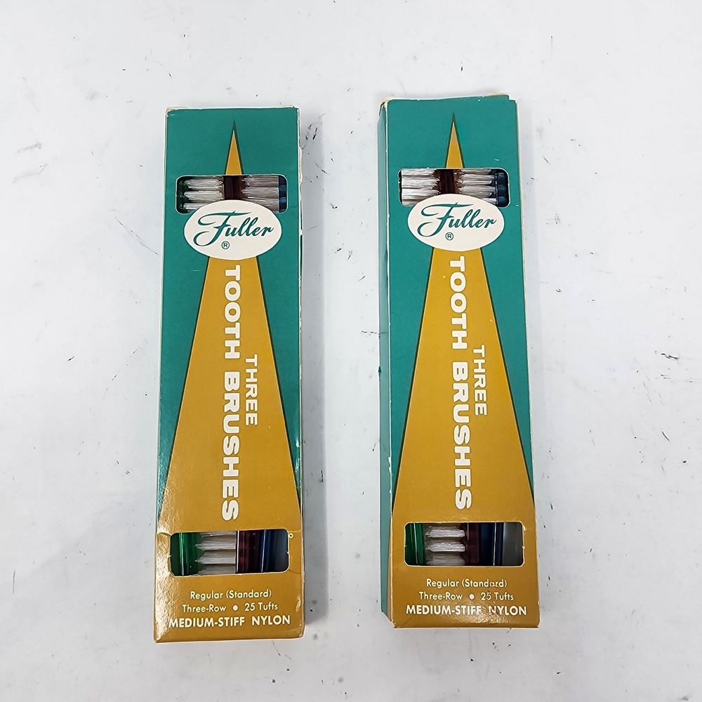 Fuller Tooth Brushes Lot of 2 3‎ pk  #450 NEW OLD STOCK OPENED Medium Stiff USA